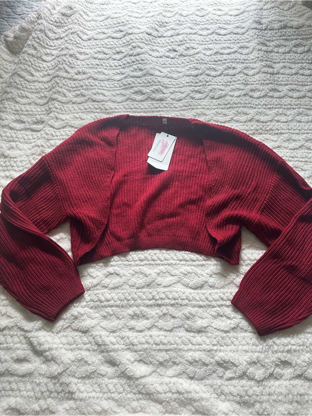 Cropped Red Knit Bolero Sweater
